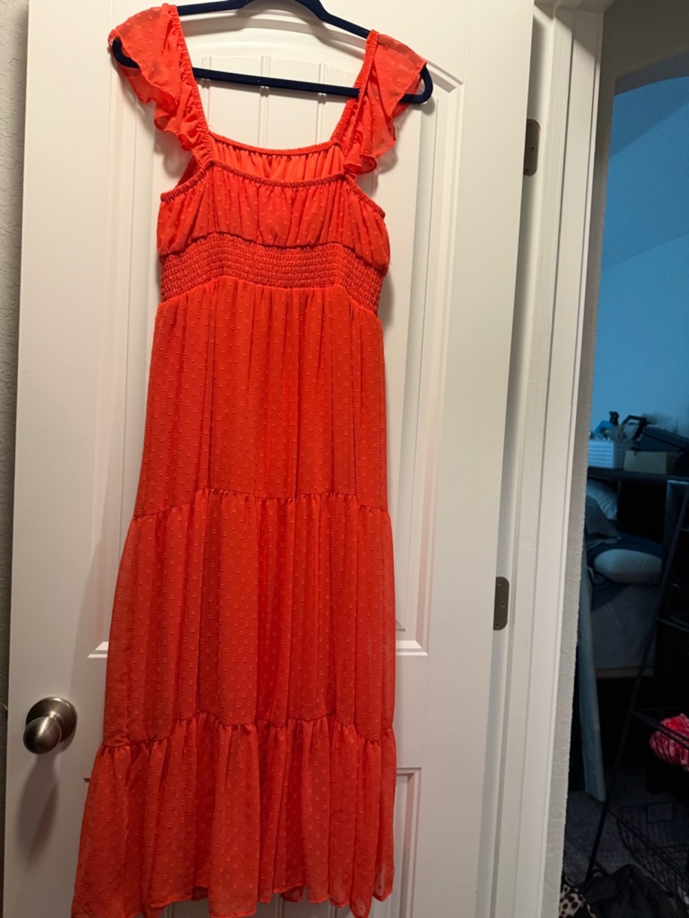 New Look Orange Ruffle Strap Tiered Maxi Dress